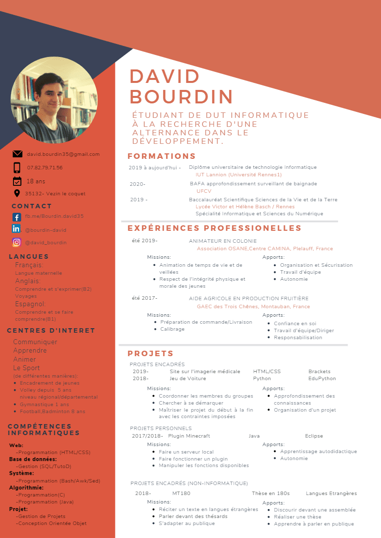 CV de BOURDIN David